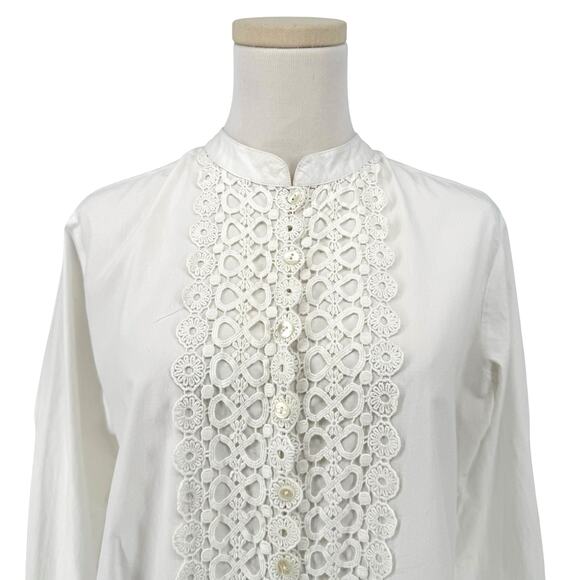 Roberta Roller Rabbit White Eyelet Embroidery Button Front Shirt Casual Boho S - Picture 2 of 7